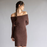 Illa Illa Off The Shoulder Knit Sweater Dress for Women in Brown