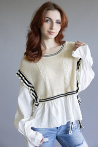 Illa Illa Stripe Knitted Vest Blouse for Women in Natural