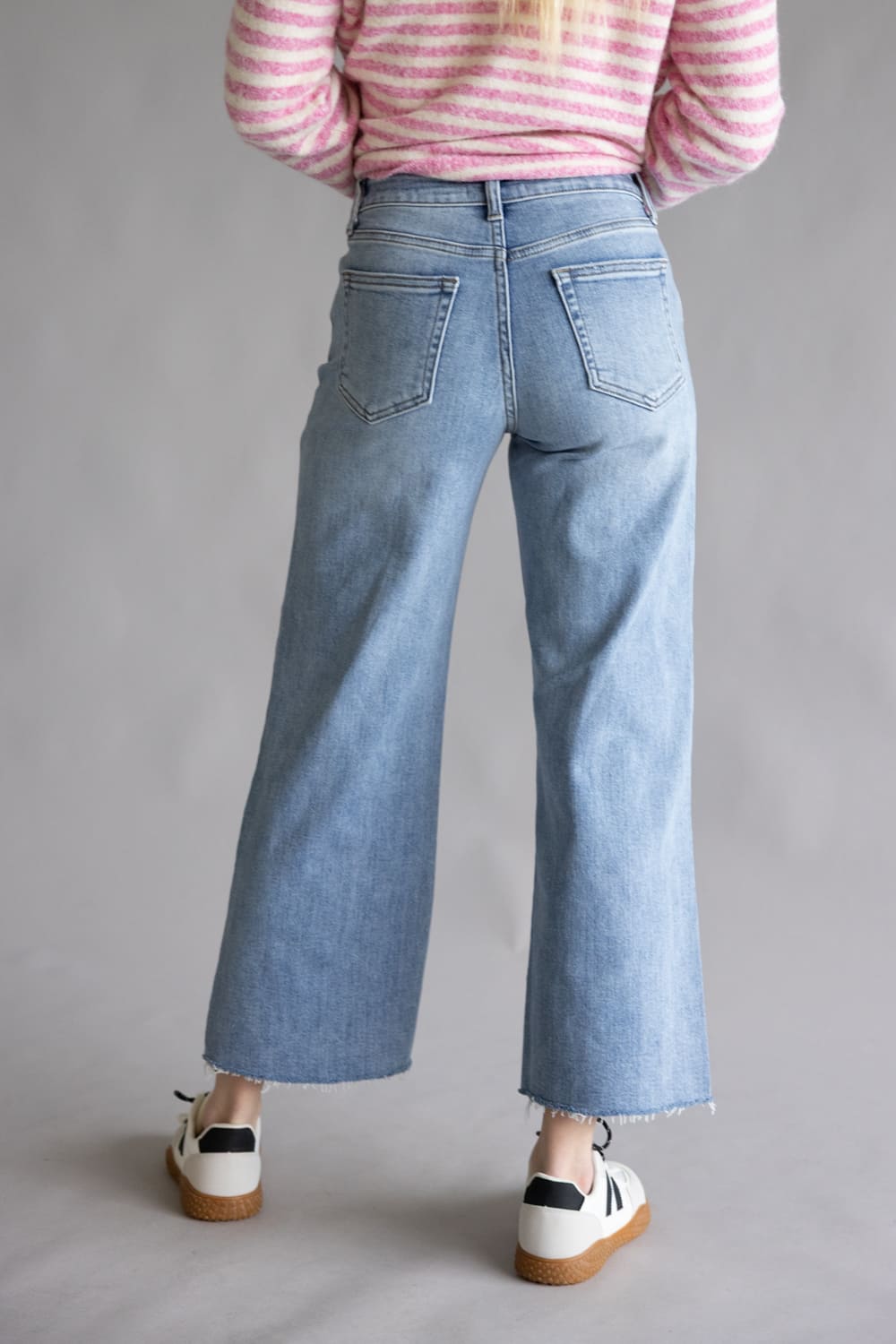 JBD High Rise Crop Slim Wide Leg Jeans for Women