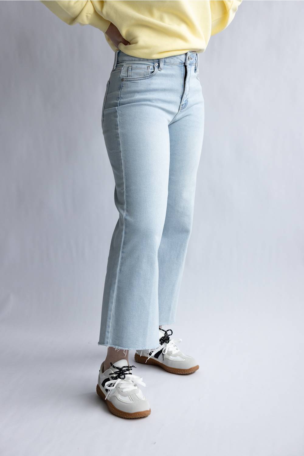 JBD High Rise Crop Slim Wide Leg Jeans for Women
