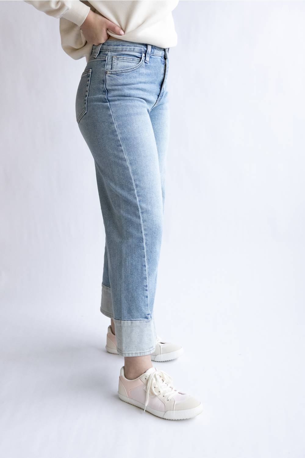 JBD Mid Rise Slim Wide Leg Jeans for Women