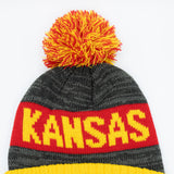 Kansas Pom Beanie in Yellow/Grey