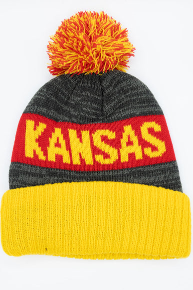 Kansas Pom Beanie in Yellow/Grey