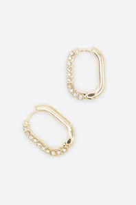 Oval Huggie Earrings for Women in Gold