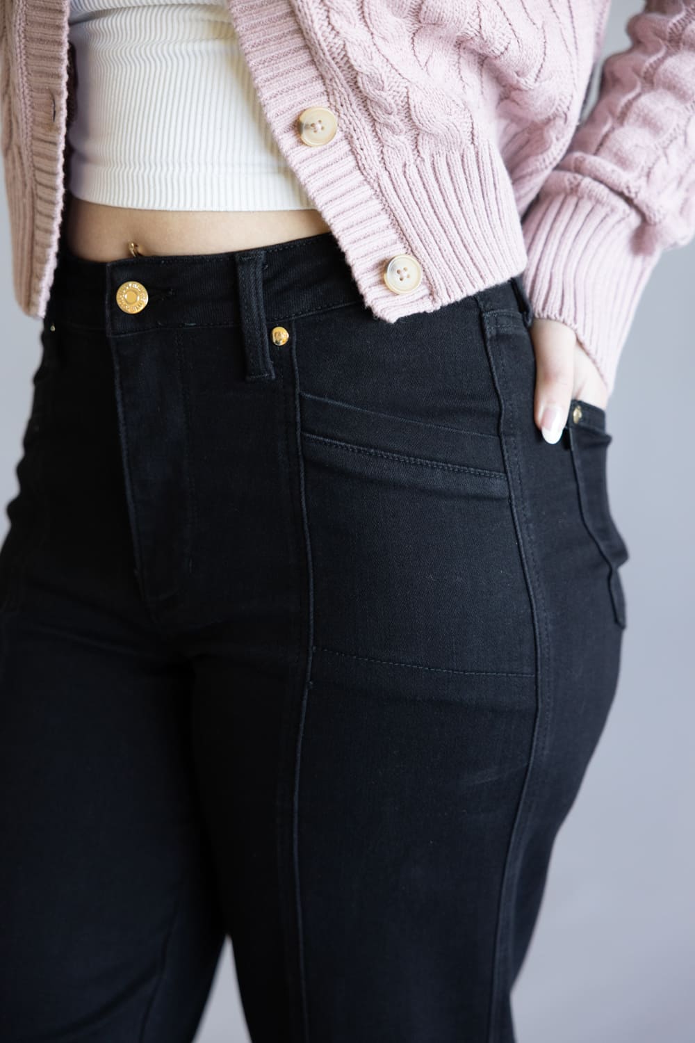 Judy Blue High-Rise Retro Wide Leg Jeans for Women in Black 