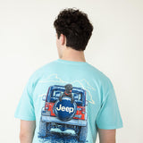 Jeep and Dog T-Shirt in Mint Blue