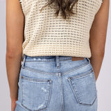 Judy Blue High Rise Distressed Fray Hem Denim Shorts for Women | 15275REG
