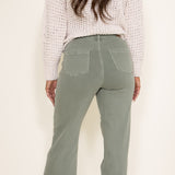 Judy Blue High Rise Dyed Front Seam Straight Jeans for Women in Sage