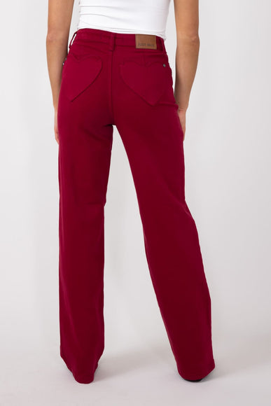 Judy Blue High Rise Heart Pocket Straight Jeans for Women in Scarlet Red