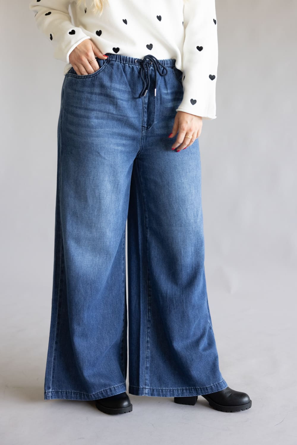 Judy Blue High Waist Featherweight Palazzo Wide Leg Jeans for Women