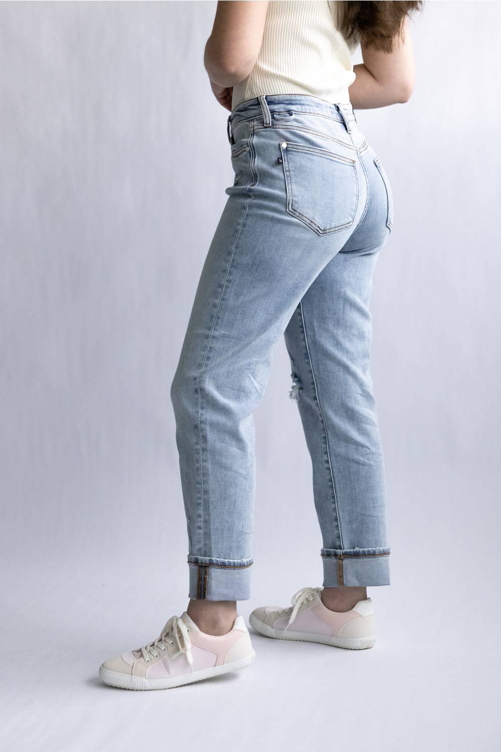 Judy Blue Mid Rise Bandana Boyfriend Jeans for Women