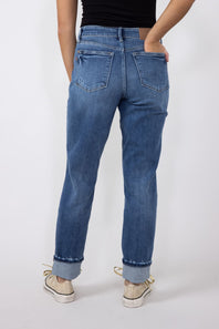 Judy Blue Mid-Rise Dark Wash Cuffed Boyfriend Jeans for Women