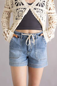 Judy Blue Vintage Wash Jogger Denim Shorts for Women