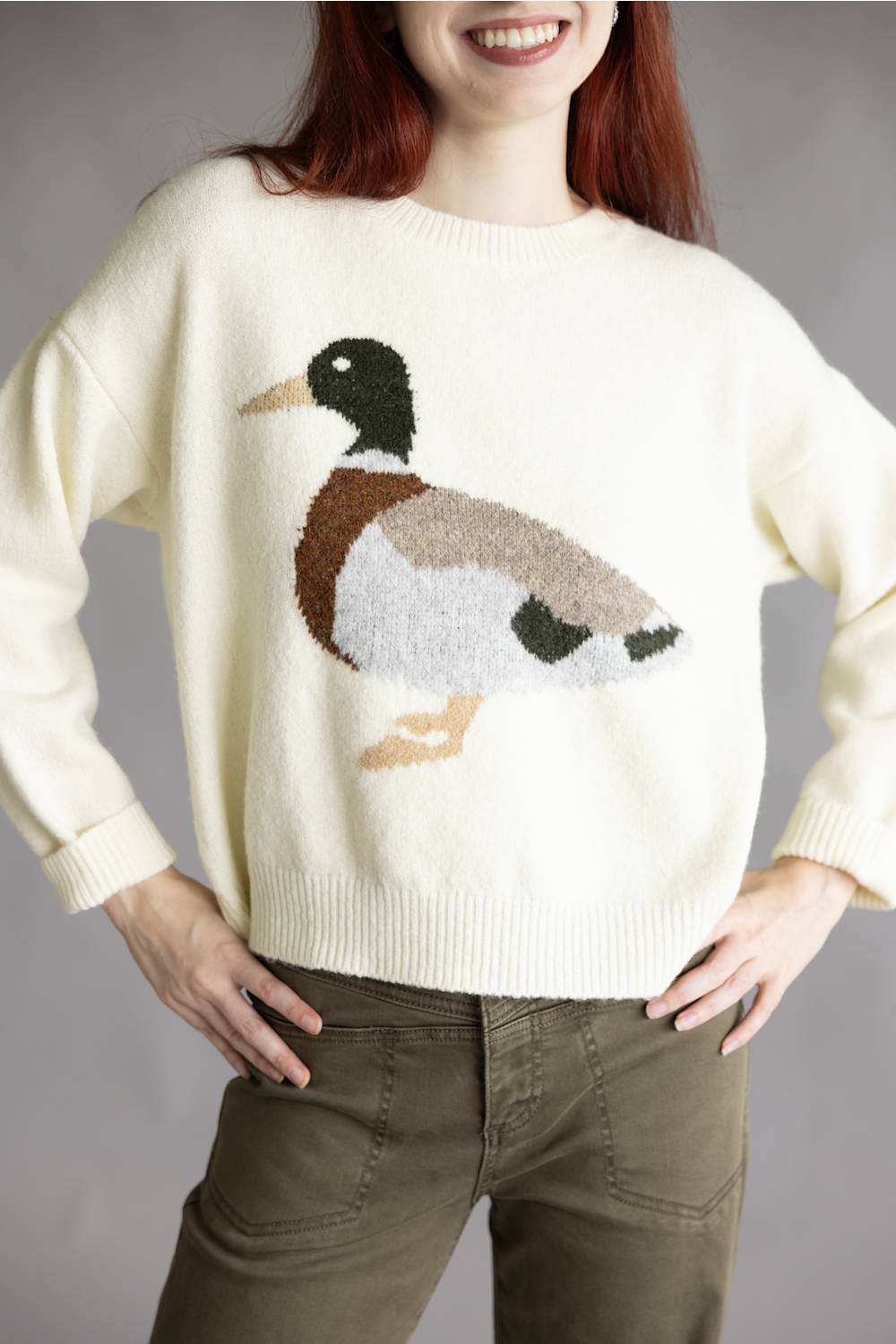 Debut Mallard Knit Sweater for Women in Ivory | K5391-IVORY – Glik's