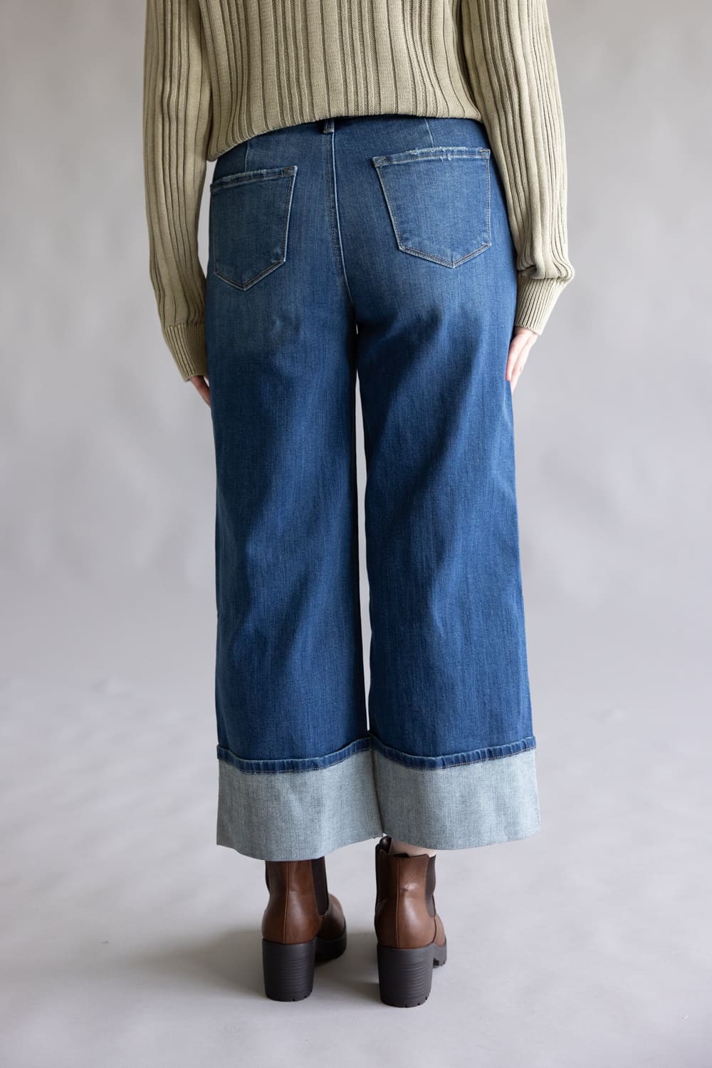 KanCan High Rise Dark Wash Crop Wide Leg Jeans for Women