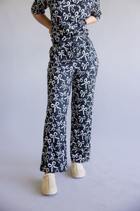 Bow Soft Pajama Set for Women in Black