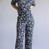 Bow Soft Pajama Set for Women in Black