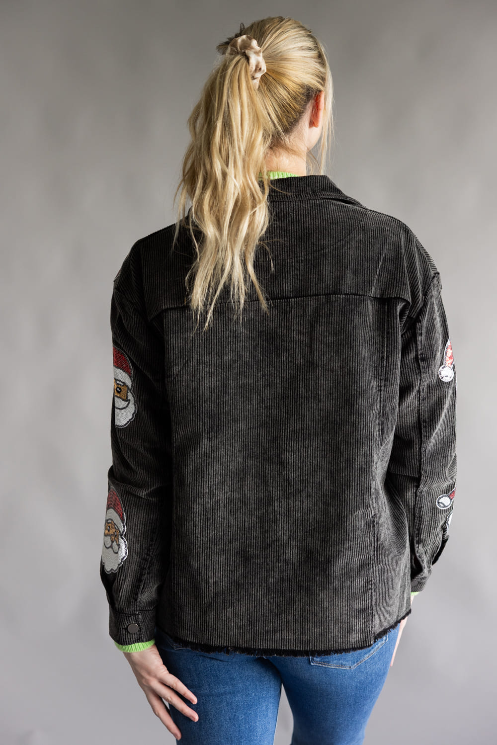 Corduroy Santa Shacket for Women in Charcoal