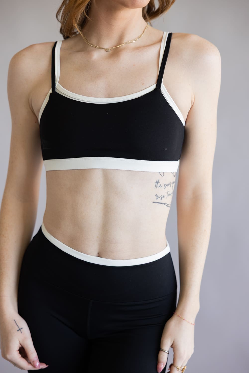 Double Layer Sports Bra for Women in Black/White