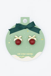 ER HOLIDAY ORNAMENT RED BALL BOW GOLD
