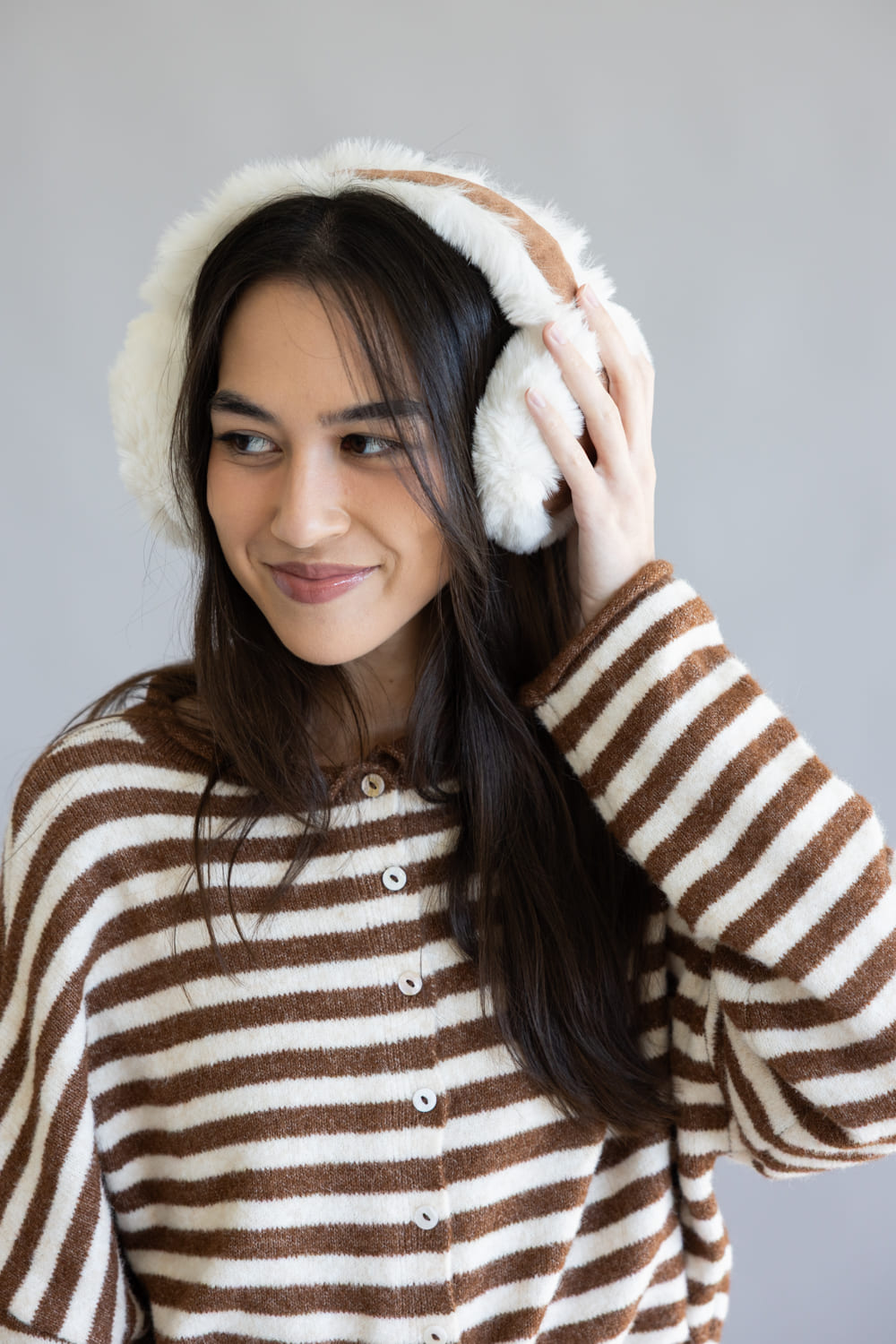 Sherpa Fur Earmuffs for Women in Brown