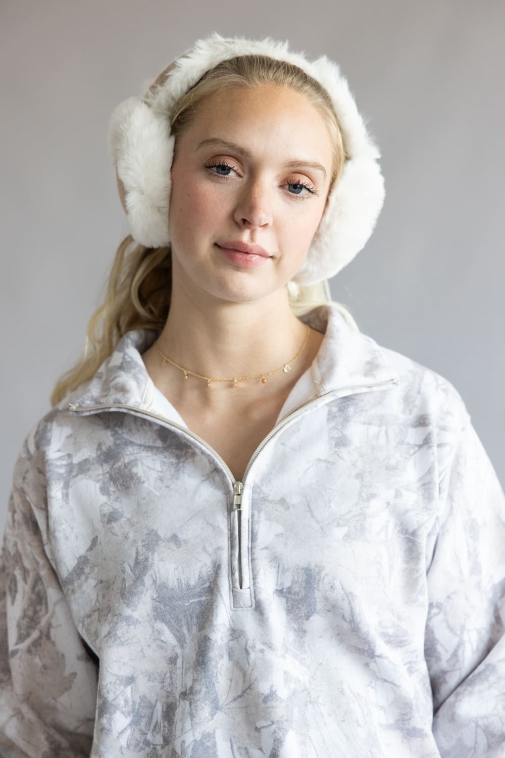 Sherpa Fur Earmuffs for Women in Taupe