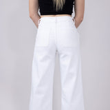KanCan High Rise Crop Wide Jeans for Women in White