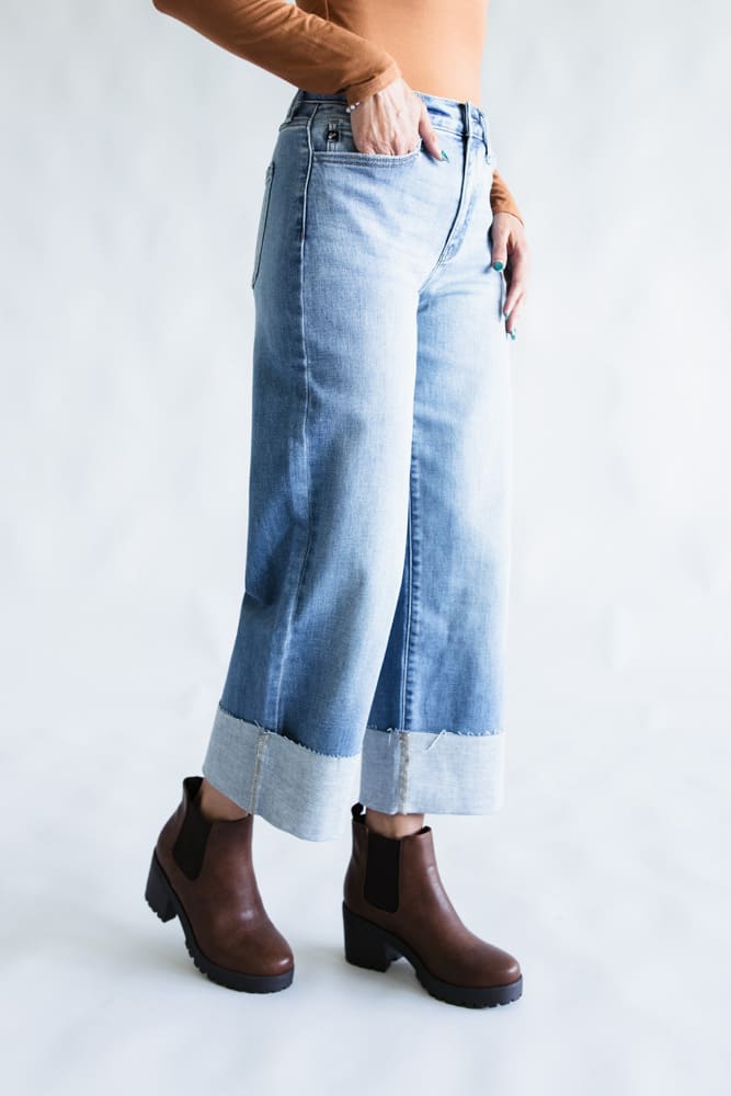 KanCan High Rise Crop Wide Leg Jeans for Women
