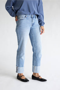KanCan Low Rise Cuffed Straight Jeans for Women