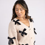 Katydid Bow Cardigan for Women in Tan