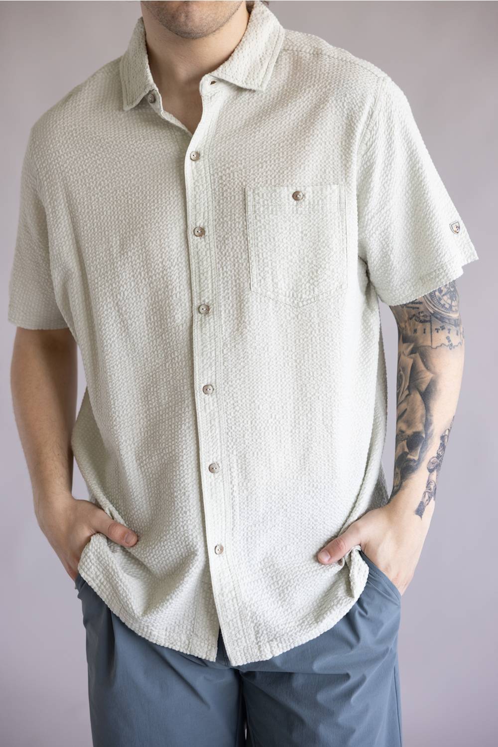 Kuhl Kastaway Button Up Shirt for Men in Feather Grey