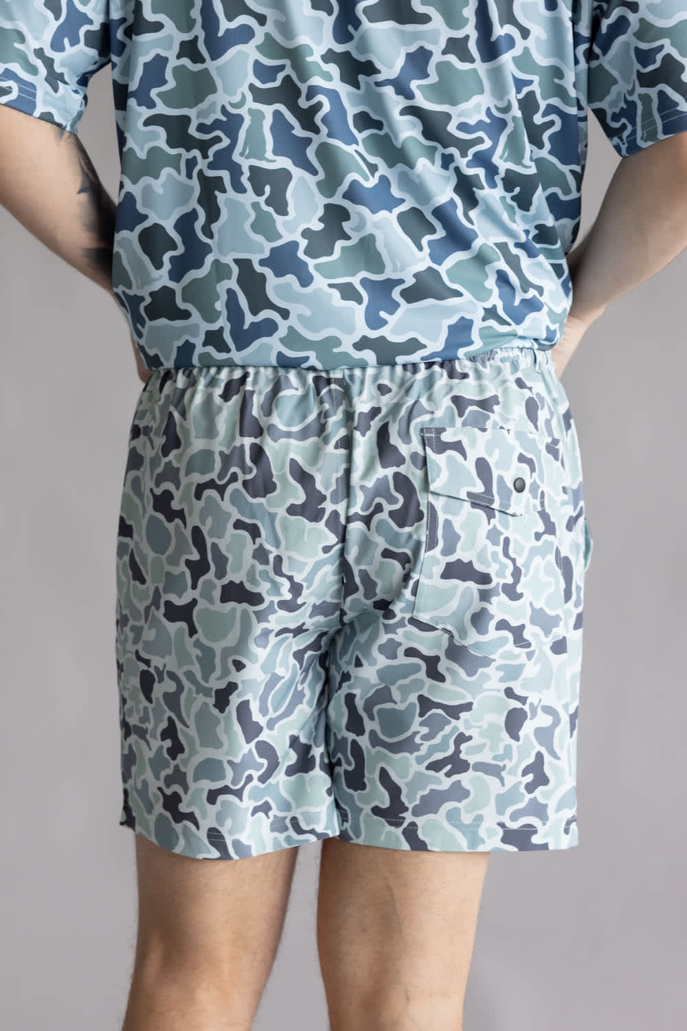 Local Boy Volley Hybrid Shorts for Men in Blue Camo | L1600002-LCL-BLUECAMO
