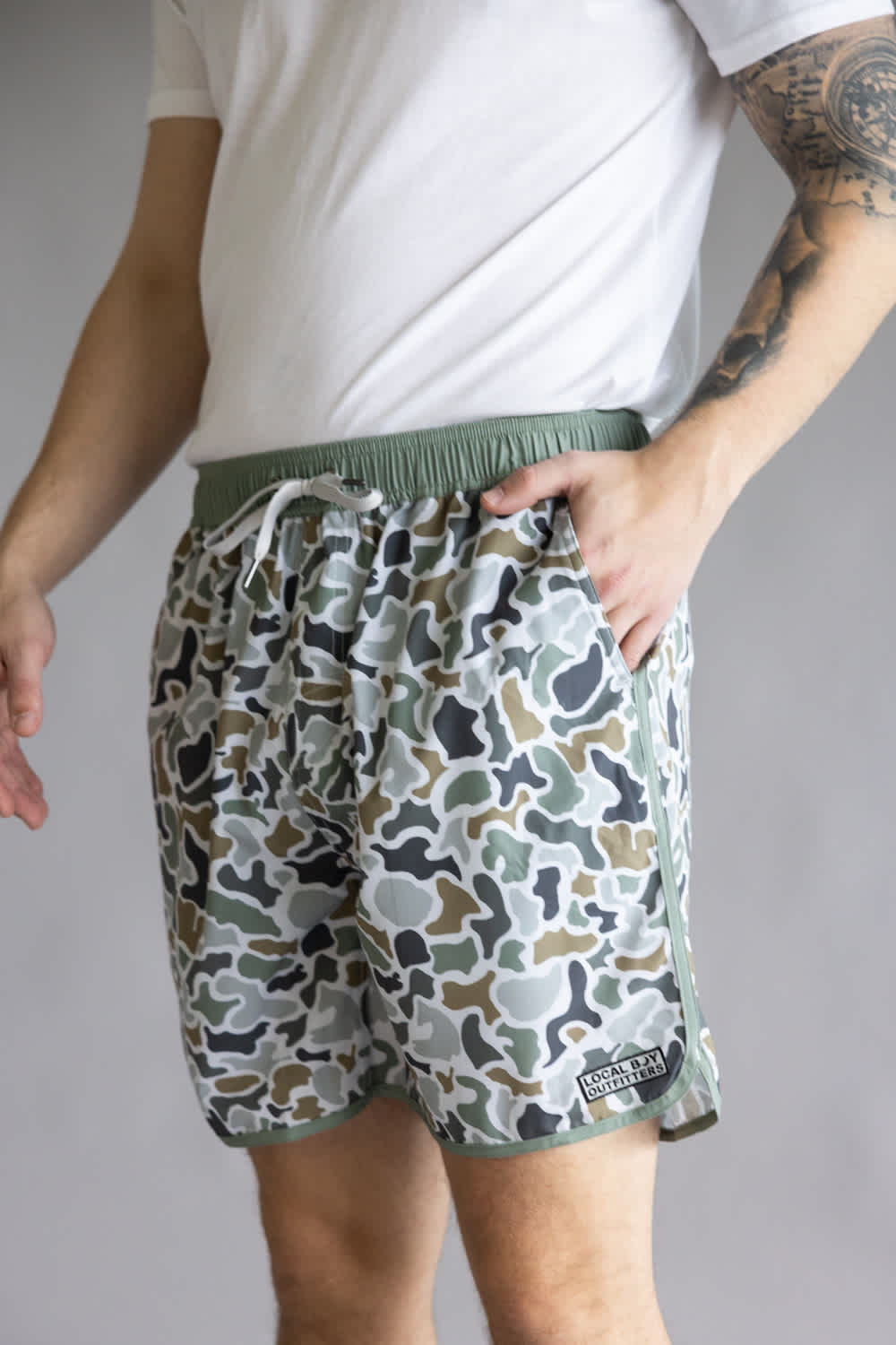 Local Boy Swim Shorts for Men in Brown Camo