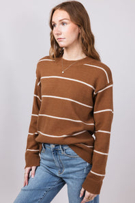 La Miel Pencil Stripe Sweater for Women in Brown