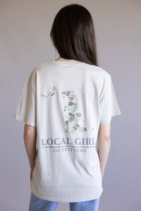 Local Girl Flora Dog and Moon T-Shirt for Women in Grey