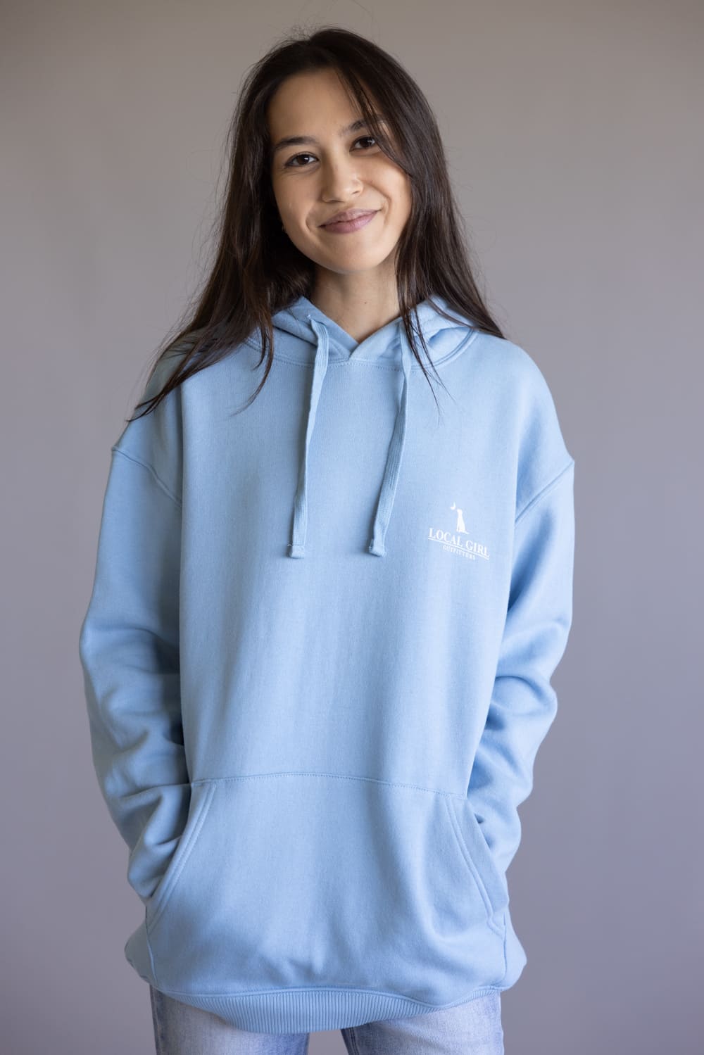 Local Girl Bluff Camo Plate Brushwood Hoodie for Women in Sky Blue