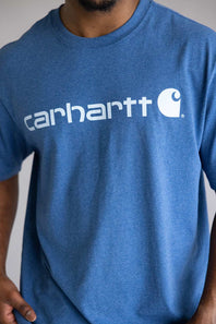 Carhartt Dearborn Loose Logo T-Shirt for Men in Dark Tranquil Blue
