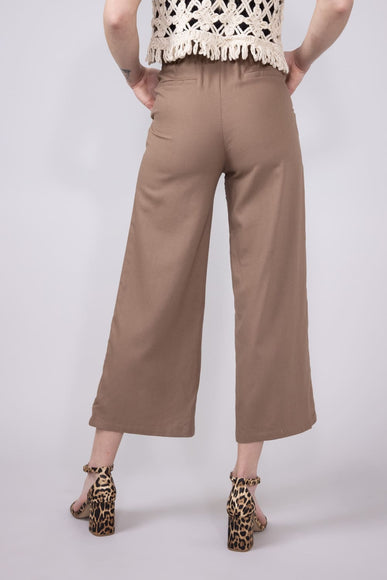 Love Tree Pleated Cropped Trousers for Women in Mocha