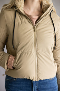 Love Tree Hooded Puffer Coat for Women in Khaki