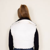 Love Tree Cropped Reversible Puffer Vest for Women in Black/White