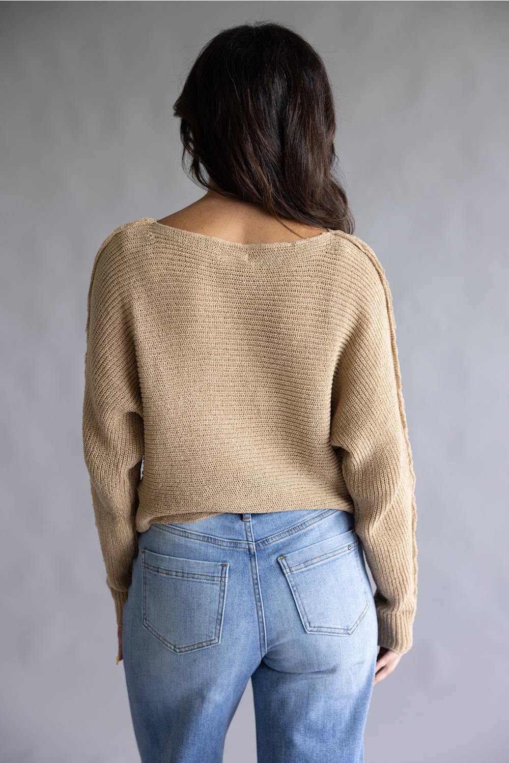 La Miel Off the Shoulder Sweater for Women in Crumb Cake