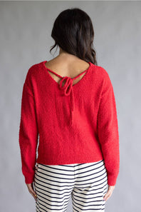 La Miel Reversible V-Neck Sweater for Women in Deep Red