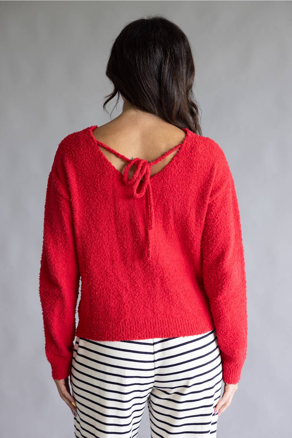 La Miel Reversible V-Neck Sweater for Women in Deep Red