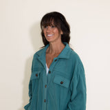 La Miel Sunset Fleece Shacket for Women in Teal