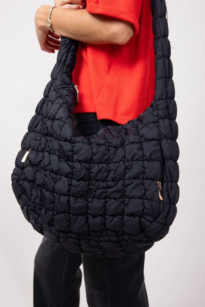 Large Quilted Puffer Bag for Women in Black | EG10279-BLACK – Glik's