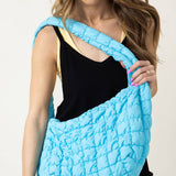 Large Carryall Quilted Puffer Bag for Women in Blue