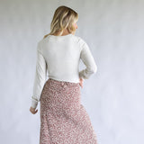 Leopard Print Midi Skirt for Women in Mocha