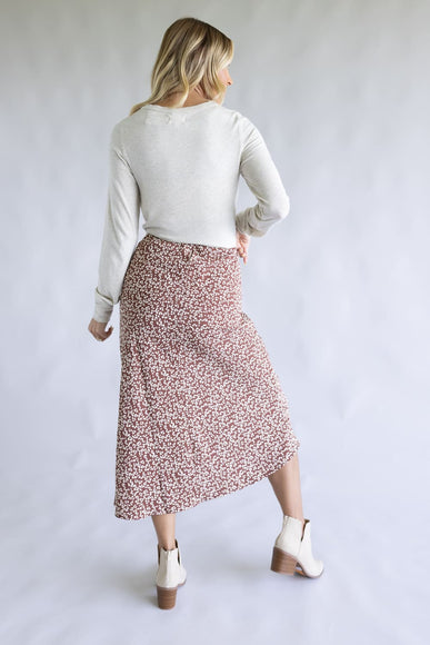 Leopard Print Midi Skirt for Women in Mocha