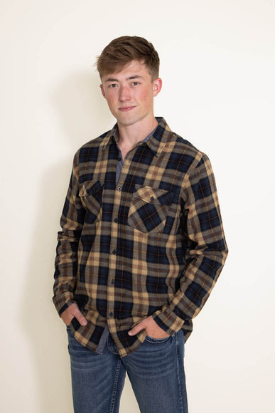 1897 Original Plaid Woven Button Down Shirt for Men in Orange/Navy