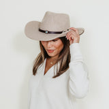 C.C. Felt Silver and Turquoise Leather Trim Cowgirl Hat for Women in Taupe